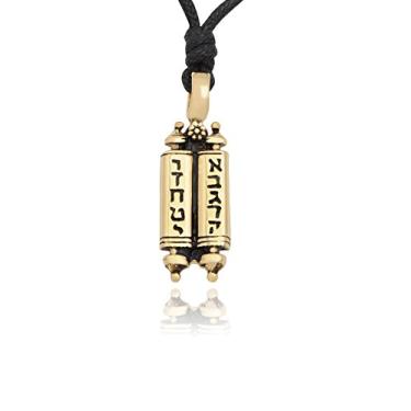 Imagem de Vietguild Colar de pergaminho da Torá judaica prata estanho ouro latão pingente joia, Latão, Sem Pedra Preciosa