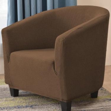 Imagem de Capa macia antiderrapante para cadeira de clube, protetor de móveis, resistente a rugas, lavável na máquina, resistente ao desbotamento, perfeita para bares e cafés - Curry||Uma peça