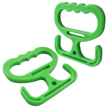 Imagem de LifCratms Pacote com 2 sacos de mercearia verde, alça de plástico para carregar sacolas de compras, sacolas de supermercado, baldes, acessórios para compradores (cada um comporta até 30 kg)