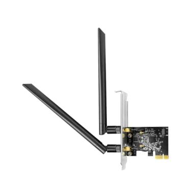 Imagem de Cudy AC1300 Adaptador WiFi PCIe de banda dupla sem fio para PC, WiFi de 1300 Mbps 5 velocidades, 5 GHz/2,4 GHz, 2 antenas destacáveis, compatível com Windows 11/10, inclui suportes padrão e de baixo