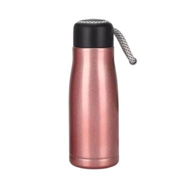 Imagem de Garrafa Térmica Inox 350ml com Alça de Corda | Tampa Antivazamento e Isolamento Térmico para Bebidas Quentes e Frias (Rose.)