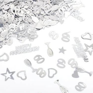 Imagem de Decorações para 60º Aniversário de Casamento, Taça de Vinho em Formato Estrela Coração Prata 60g Decoração Mesa Aniversário Glitter 60º Aniversários Suprimentos para Festa Casamento 60 Anos