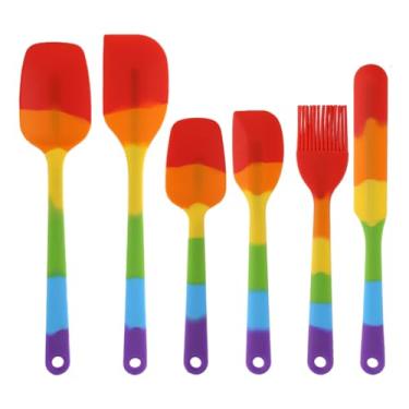 Imagem de Conjunto de espátulas de silicone de 6 peças, núcleo antiaderente e de aço inoxidável, livre de BPA, pode ser lavado na lava-louças, utensílios de cozinha para assar, cozinhar e misturar