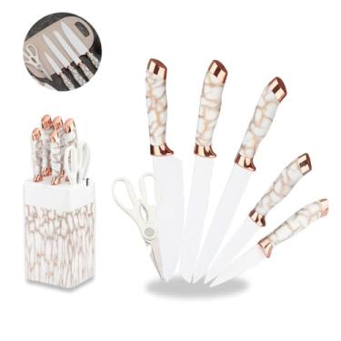 Imagem de Jogo de Facas Inox Gourmet 6 Peças Profissional Cozinha Luxuoso com Tesoura e Descascador (branco)