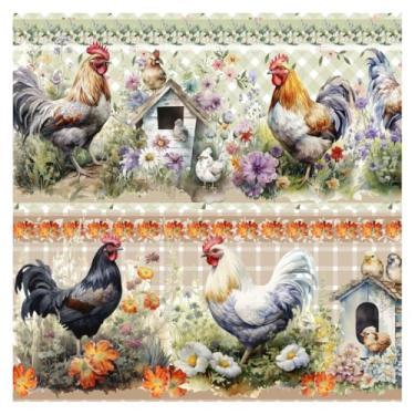 Imagem de Tricoline Digital Barrado Galinhas no Jardim 100% Algodão