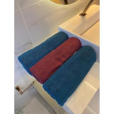 Imagem de Jogo 3 Toalhas de Banho Gigante 100% Algodão Alta Absorção Felpuda Grossa Macia Super Luxo(Petróleo, Rubi e Petróleo)