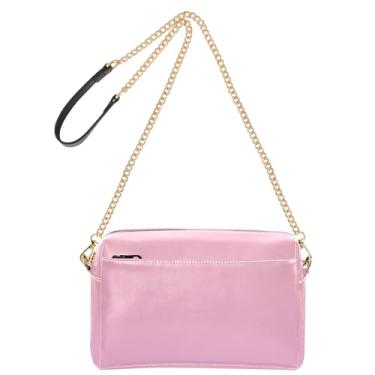 Imagem de Joitme Bolsa tiracolo feminina bolsa para celular bolsa de ombro de couro PU com alça de corrente rosa pérola gradiente