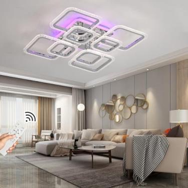Imagem de ZAITINZ Luminária De Teto Moderna, Regulável Para Sala Estar, Led 8 Quadrados Cozinha, Lavanderia, Corredor, 3000-6000K, Cromada