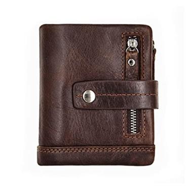 Imagem de Carteira de couro casual masculina curta dobrável carteira carteira carteira bolso moeda masculina zíper (cor: tamanho A: tamanho único)