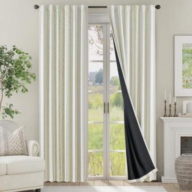 Imagem de Cortinas Blackout Jinchan Boho, 213 cm de comprimento, verde sálvia, 2