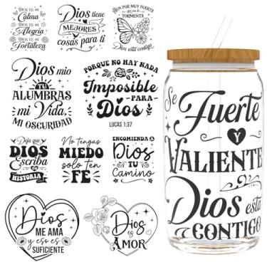 Imagem de DORSBABY 12 peças FrasesReligiosas Brancas UV DTF Envelopes para Copos de 473 ml, Óculos, Mesas, Cadeiras, Computadores, Papel de Transferência de Alta Viscosidade