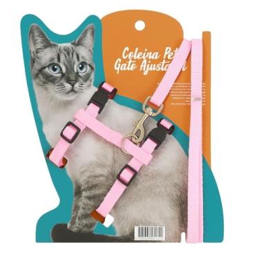 Imagem de Coleira Peitoral Ajustável para Gatos Macia e Resistente – Tamanho Único (ROSA)