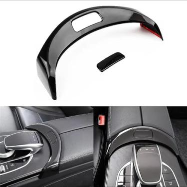 Imagem de Console central interior do carro, caixa de armazenamento de braço, botão de liberação, acabamento da tampa do interruptor para Mercedes Benz C GLC Class W205 X253 2015-2022, protetor de liberação do