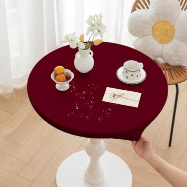 Imagem de Huierxun Toalha de mesa redonda de poliuretano com borda elástica alta de 79 cm de diâmetro, à prova d'água, à prova de óleo, antiqueimaduras, resistente a manchas, limpa para piquenique em ambientes