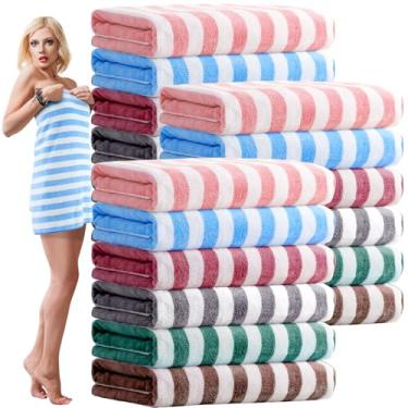 Imagem de SmoothNovelty Pacote com 18 toalhas de banho de microfibra a granel 79 x 152 cm toalha de banho tamanho grande altamente absorvente extra grande secagem macia para chuveiro praia inverno salão esporte