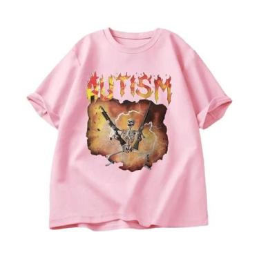 Imagem de Camiseta Gráfica Engraçada De Esqueleto Para Mulheres Autistas, Estilo
