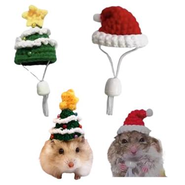 Imagem de 2 peças mini chapéus natalinos para animais de estimação, galinha, hamster, papagaio, planador de açúcar, cobra, chapéu de Papai Noel, acessórios para fantasia de festa de Natal, Natal, Natal, inverno