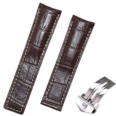 Imagem de ORKDFJ Pulseira de relógio clássica de couro de vaca de 20/22/24 mm para TAG HEUER CARRERA Aquaracer MONACO Pulseira de pulso macia de qualidade (Cor: Com fecho prateado, Tamanho: 24 mm)