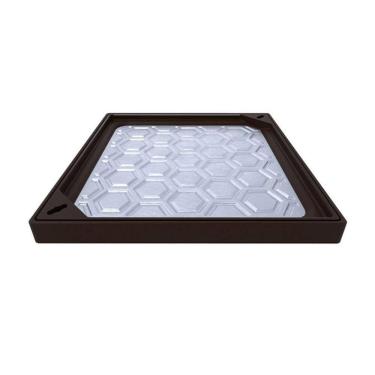 Imagem de Tampão Simples Com Rebaixo Passagem Inspeção Marrom 30x30cm