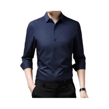 Imagem de Camisa masculina casual fashion empresarial cor sólida manga comprida 