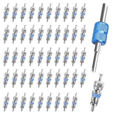 Imagem de Linkstyle 50 peças de núcleo de válvula para R410A R32 R22 R12, ferramenta de núcleo de válvula HVAC Schrader de alta pressão para sistemas de ar condicionado e refrigeração