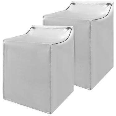 Imagem de Pacote com 2 capas de lavadora e secadora, capa portátil à prova d'água com zíper, ajuste universal para carga superior e carga frontal, W29"D28"H43" (prata)