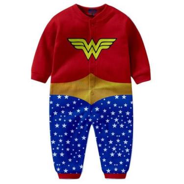 Imagem de Macacão Pijama Mulher Maravilha infantil Herois tip top, 2-3 anos