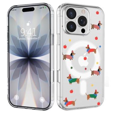 Imagem de Idocolors Capa para iPhone 16 Pro Max, compatível com MagSafe, linda capa de telefone Lucky Dachshund, capa protetora à prova de choque para mulheres e meninas