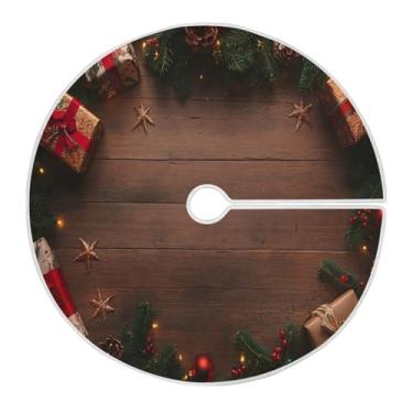 Imagem de Blueangle Saia de poliéster macio com galhos de árvore de Natal de 118 cm para decoração de árvore de Natal (118)