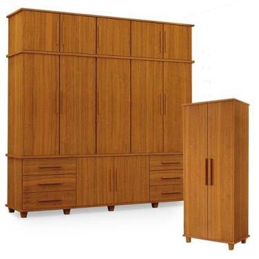 Imagem de Guarda Roupa Casal Londres 5 portas e Armário Multiuso Berlim Freijó  