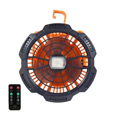 Imagem de Ventilador 2-em-1 USB Recarregável de Mesa para Camping Luz Teto Barraca Power Bank Portátil com 3 Controle Remoto Ajustável Brilho Casa Escritório Piquenique Pesca
