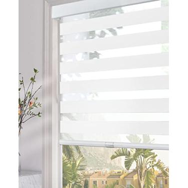 Imagem de Persilux Persianas Zebra sem fio para janelas internas, persianas transparentes com filtro de luz, com cassete atualizada, controle de luz de camada dupla para dia e noite no quarto, fácil de instalar