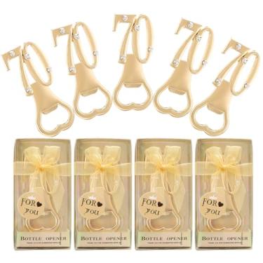 Imagem de Baseo 24 peças de abridores de garrafas de aniversário de 70 anos com tema dourado, favoritos para presentes de festa de casamento de 70 anos, lembranças de festa de 70 anos ou decorações de festa