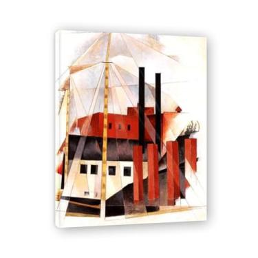 Imagem de Piano Movers' HolidayCharles Demuth Canvas Wall Art - Reprodução de pintura a óleo abstração geométrica, design de interiores colorido ousado 40 x 52 cm emoldurado