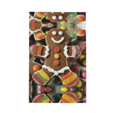 Imagem de XLLingL Gingerbread Man Candy Print Waffle Toalhas de cozinha, panos de prato de microfibra, para decoração e limpeza de cozinha - 1 peça