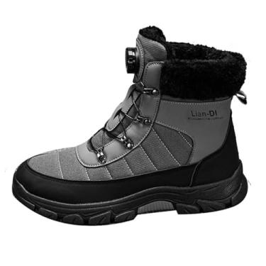 Imagem de Botas de neve masculinas de inverno com forro de lã, cano alto, casual, juvenil, botas de cano curto, Cinza, 38