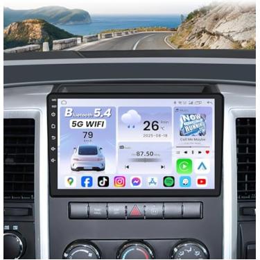 Imagem de Rádio estéreo 5G WiFi para Dodge Ram 1500 2500 3500 2009-2012: tela sensível ao toque de 9 polegadas 1280 * 800 IPS sem fio CarPlay Android Auto com GPS Bluetooth HD câmera de backup FM 4-2+32