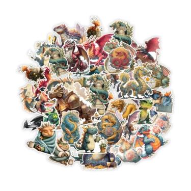 Imagem de Adesivo de dragão mágico, fogo, iluminação, gelo, água, terra, 60 peças adesivos de vinil à prova d'água para capacete, garrafas de água decalques adesivos para diário, laptop, telefone para adultos