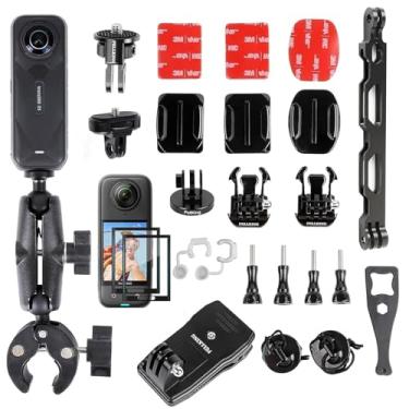 Imagem de PellKing Conjunto de montagem de guidão de bicicleta para Insta360 One X3,X2,X,X,GoPro,todo feito de metal para guidão de liberação rápida com braço de extensão de 16,5 cm, com adesivo 3M, adaptador