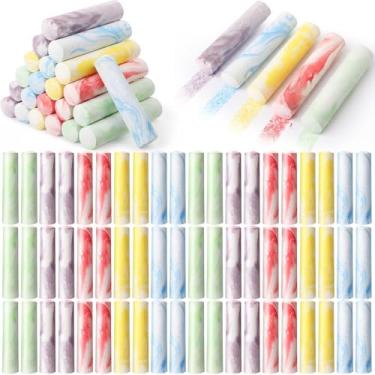 Imagem de Dansib 50 peças de giz tie dye jumbo para calçada – giz neon lavável sem poeira (5 cores), enfeites de cesta de Páscoa, lembrancinhas de festa, prêmios de sala de aula, enchimentos de sacolas para