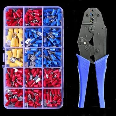 Imagem de 280 peças Terminais Isolados Pá Conector de Cabo Fio Elétrico Crimpagem Anel de Extremidade Conjunto de Anéis Terminais Rolados Crimpagem com Alicate