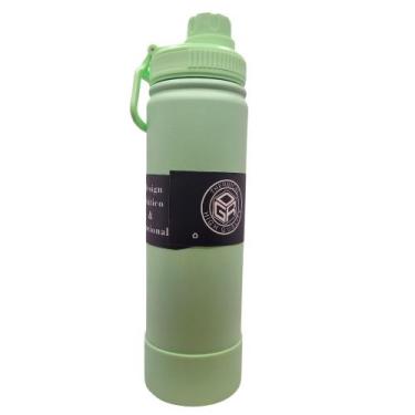 Imagem de Garrafa Termica Verde Limao Aco Inox 800ML Parede Dupla Isolamento a V