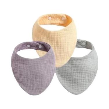 Imagem de Conjunto De Babadores De Algodão Macio Para Bebês Com Botão Ajustável,