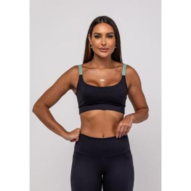 Imagem de Top Suplex Poliamida Alça Dupla Preto e Verde Claro Salvatore, G