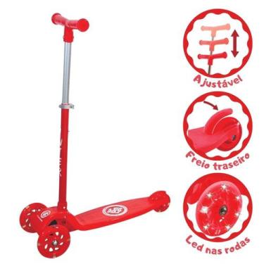 Imagem de Patinete Infantil 3 Rodas Com Led E Freio Times De Futebol - BBR Toys,