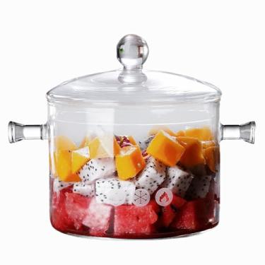 Imagem de Panela de vidro, panela de vidro borossilicato resistente ao calor de 1,7 L/1,6 l com tampa, conjunto de utensílios de cozinha, panela de fogão para sopa, macarrão e comida de bebê (1,615 g)