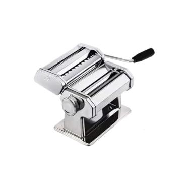 Imagem de Máquina de Massas em Aço Inox, Manual, Versátil, com Cilindro Liso Regulável, Cilindro Cortador, Manivela Removível, Trava de Mesa, 20cm x 15cm x 12,5cm