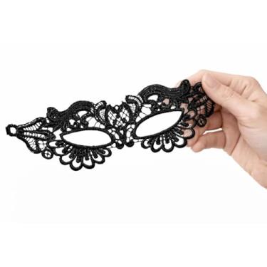 Imagem de Máscaras Preta para Festas, Baile de Máscaras, Carnaval, Material em Renda de Poliéster, 20cm x 9cm (Bela)