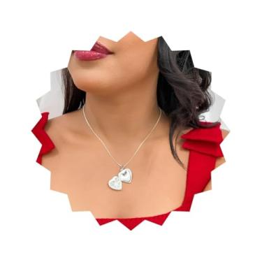 Imagem de ROHNES Colar Relicário de Coração Bordado Folheado a Ouro 18k, Dourado, Aço Inoxidável e Ouro, Feminino