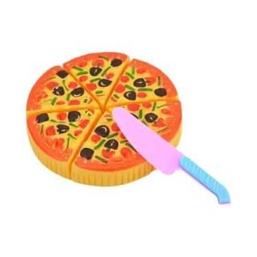 Imagem de Brinquedo De Cozinha Infantil Para Brincar De Pizza Com Cortador, Pres